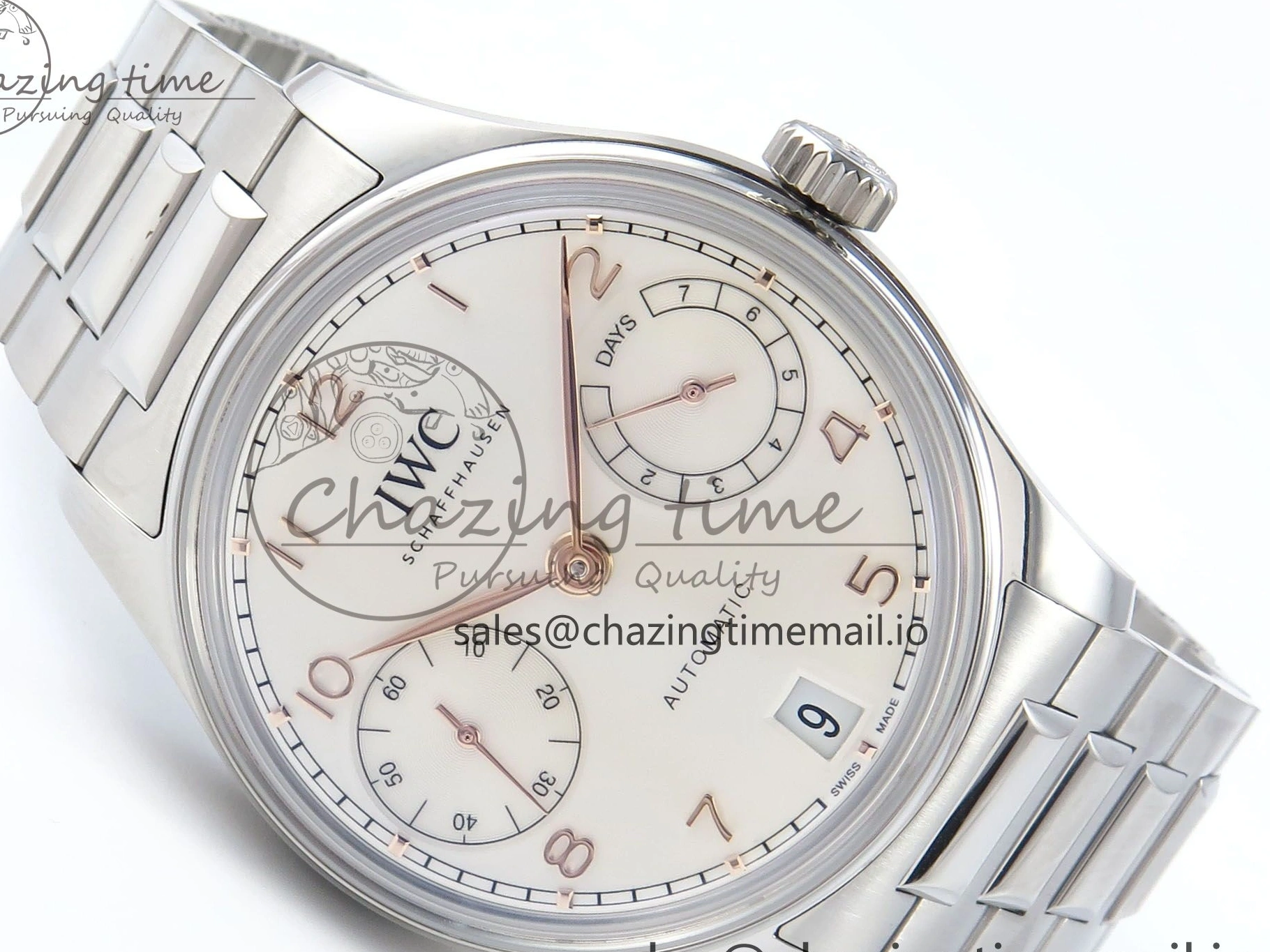 MIROTIME 0522 Portugieser Auto IWC0562A APSF 1:1 Best Edition White RG Dial on SS Bracelet A Unique 6991